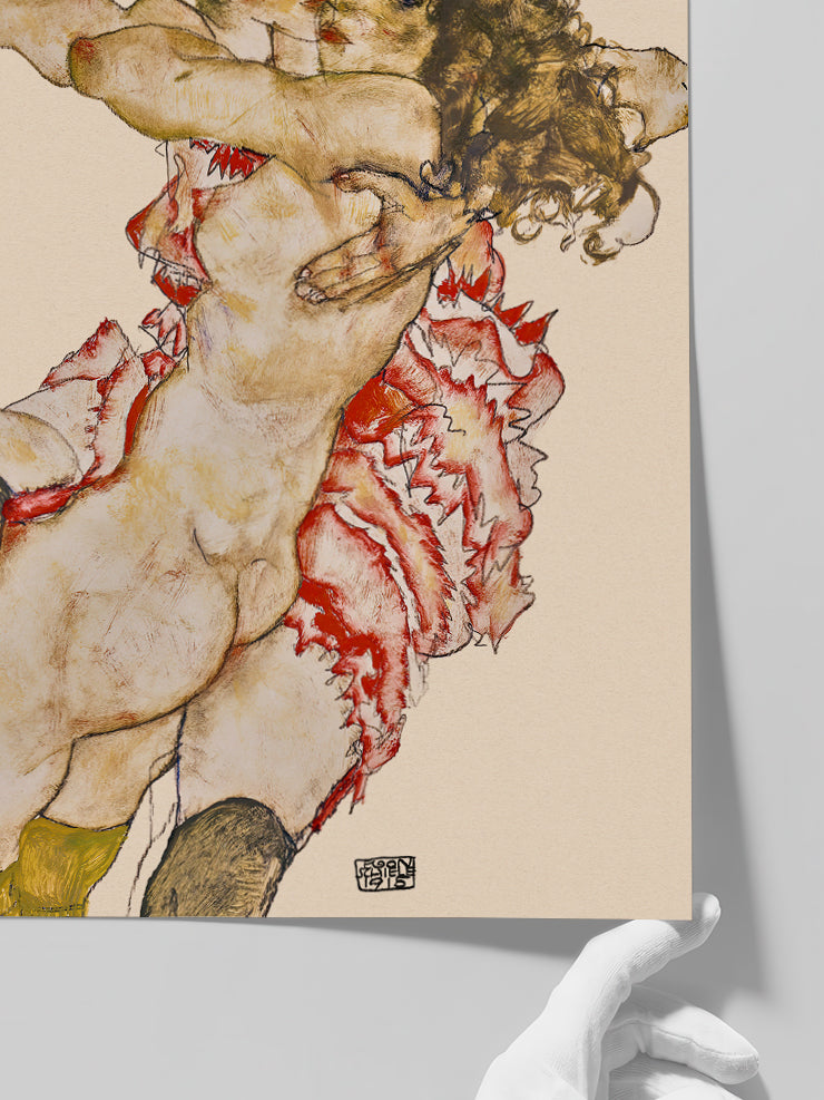Egon Schiele Two Women Embracing - Art Print  Poster
