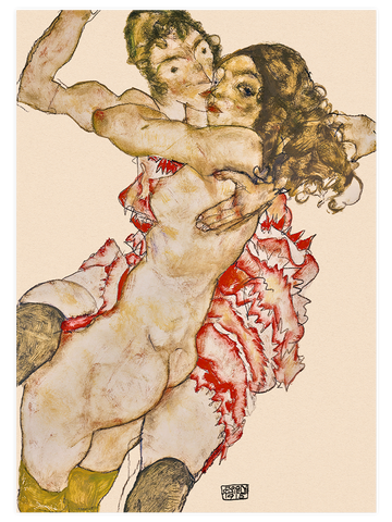 Egon Schiele Two Women Embracing - Art Print