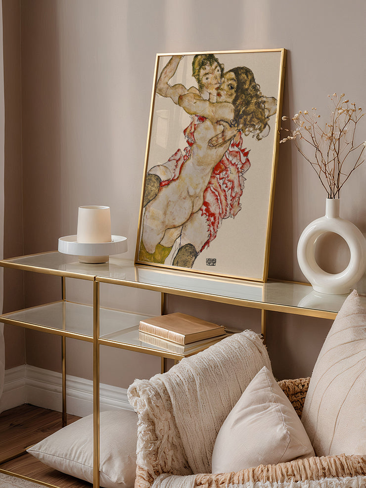 Egon Schiele Two Women Embracing - Art Print