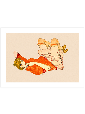 Egon Schiele Wally with a Red Blouse - Art Print