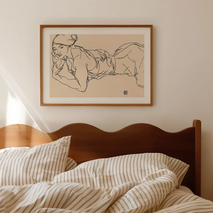 Egon Schiele Woman Posing Lying Down - Art Print  Poster