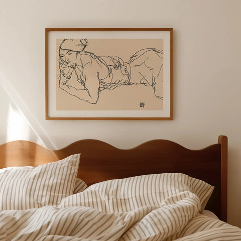 Egon Schiele Woman Posing Lying Down - Art Print