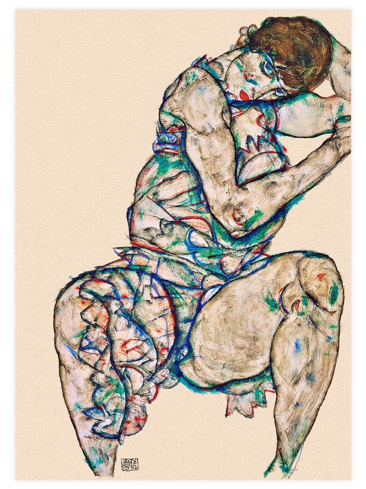 Egon Schiele Woman Seated & Autoportrait - Poster Seti Duo