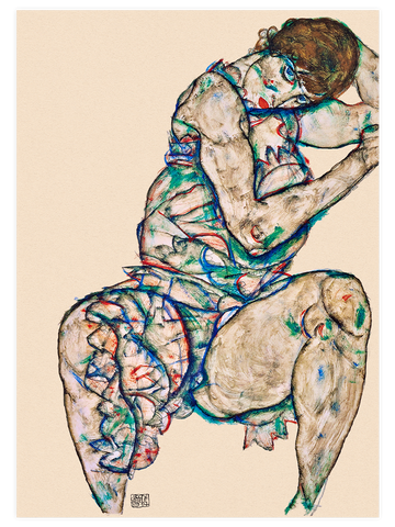 Egon Schiele Woman Seated & Autoportrait - Poster Seti Duo