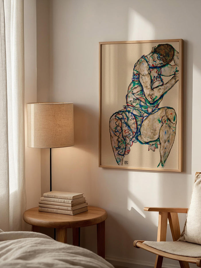 Egon Schiele Woman Seated Semi-Nude - Art Print  Poster