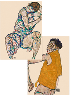 Egon Schiele Woman Seated & Autoportrait - Poster Seti Duo