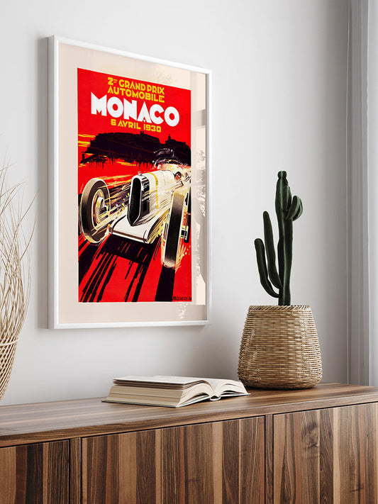 Vintage Grand Prix Monaco Poster - Giclée Baskı