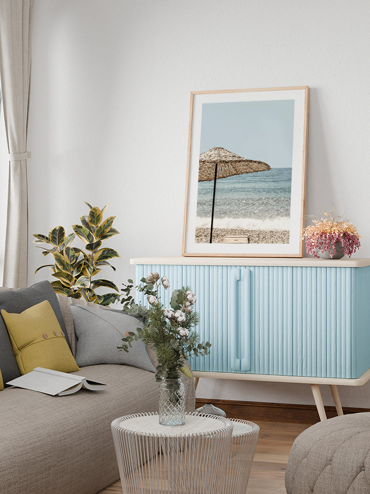 Deniz Ve Plaj Şemsiyesi - Art Print Ürün ikincil görseli