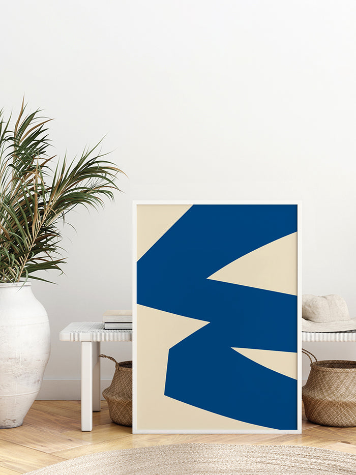 Geometrik Form Bej Mavi N3 - Art Print  Poster