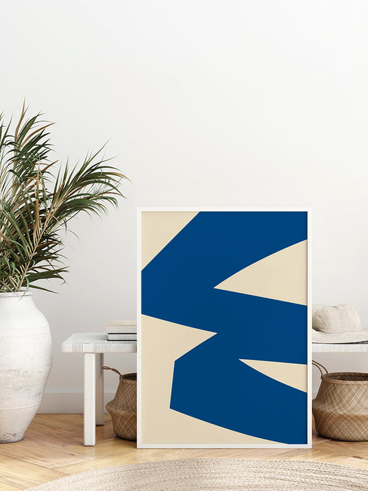 Geometrik Form Bej Mavi N3 Poster - Giclée Baskı