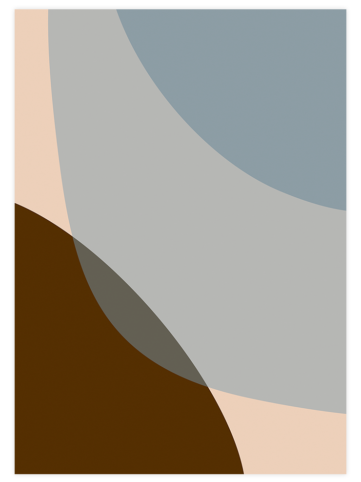 Blue Brown Shapes - Art Print Sanatsal Poster