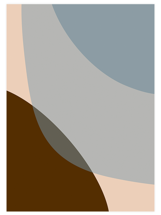 Blue Brown Shapes - Fine Art Poster