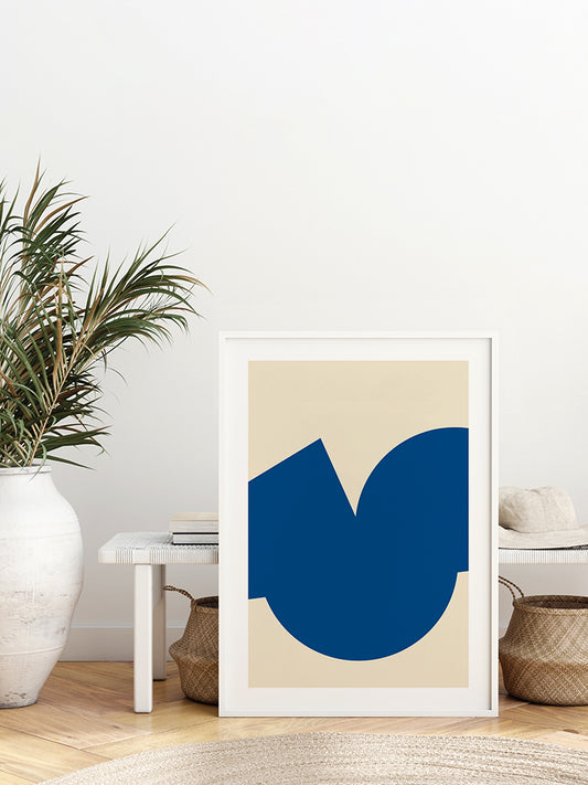 Geometrik Form Bej Mavi N5 Poster - Giclée Baskı