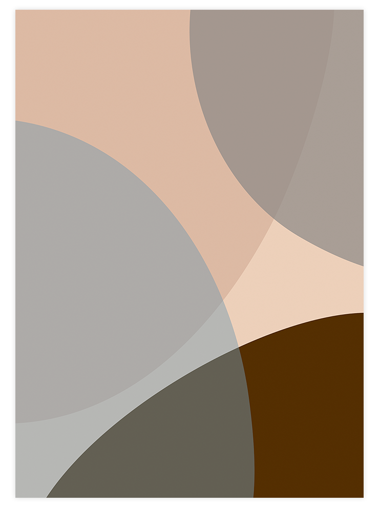 Blue Brown Shapes N2 - Art Print Sanatsal Poster