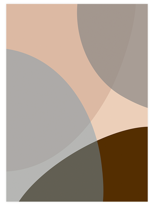Blue Brown Shapes N2 - Fine Art Poster