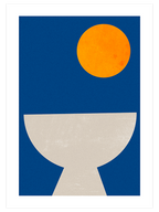 Geometrik Form Mavi Turuncu Bej - Art Print