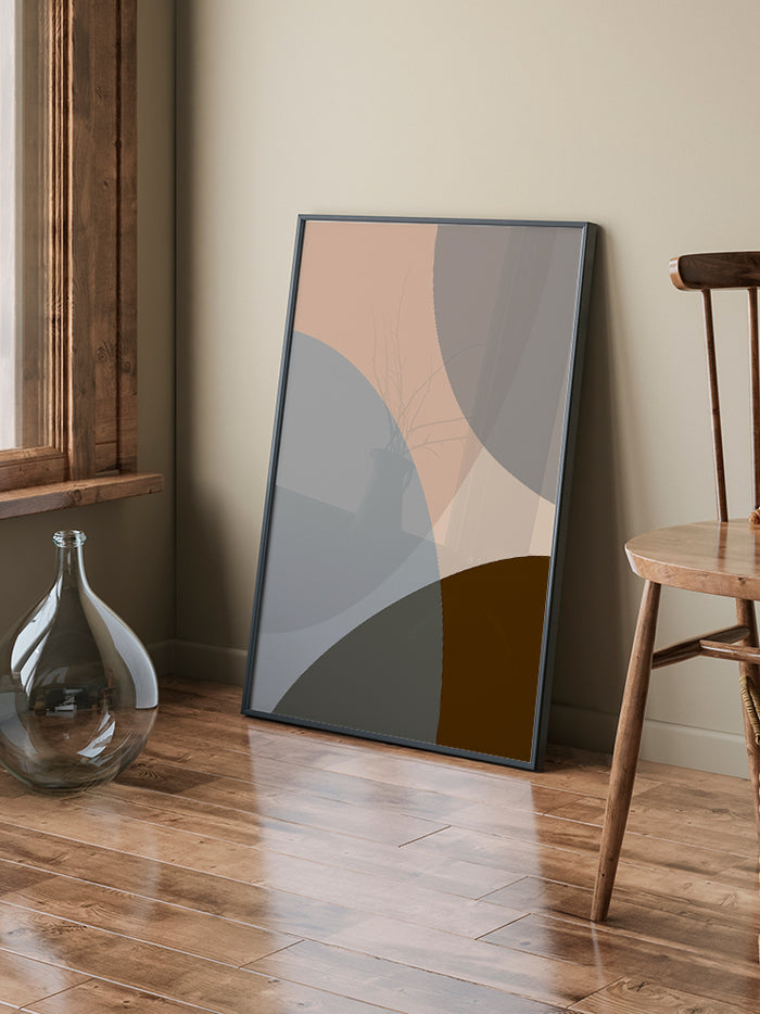 Blue Brown Shapes N2 - Art Print  Poster