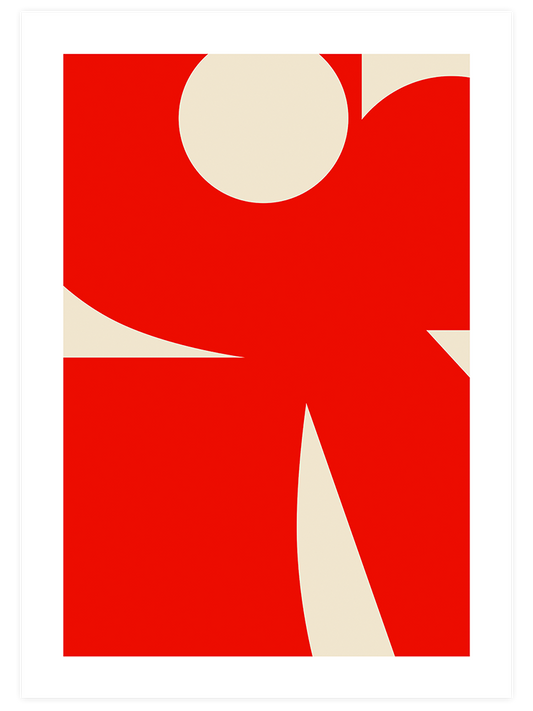 Geometric Forms Red Poster - Giclée Baskı