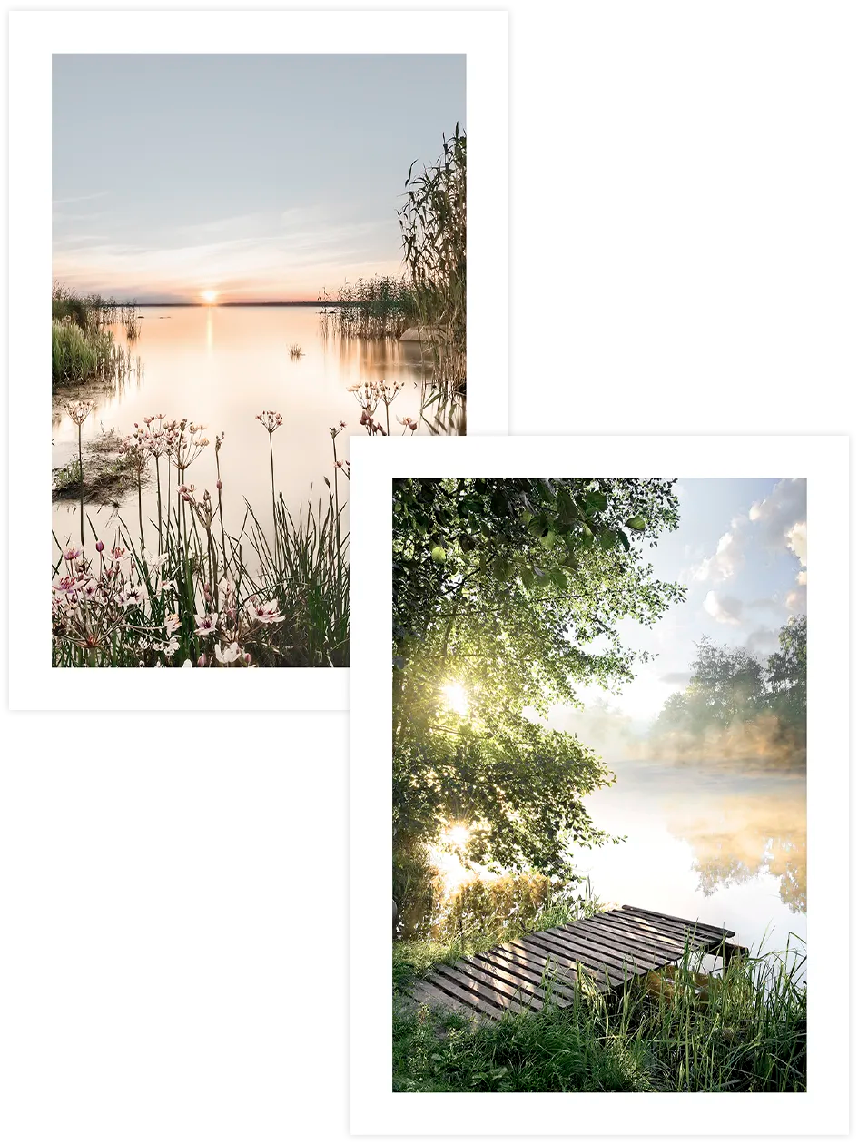 Golden Lakeside Serenity - Poster Seti