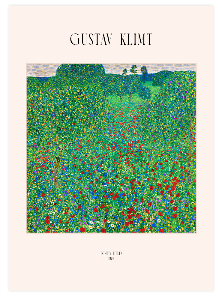 Gustav Klimt Poppy Field - Art Print