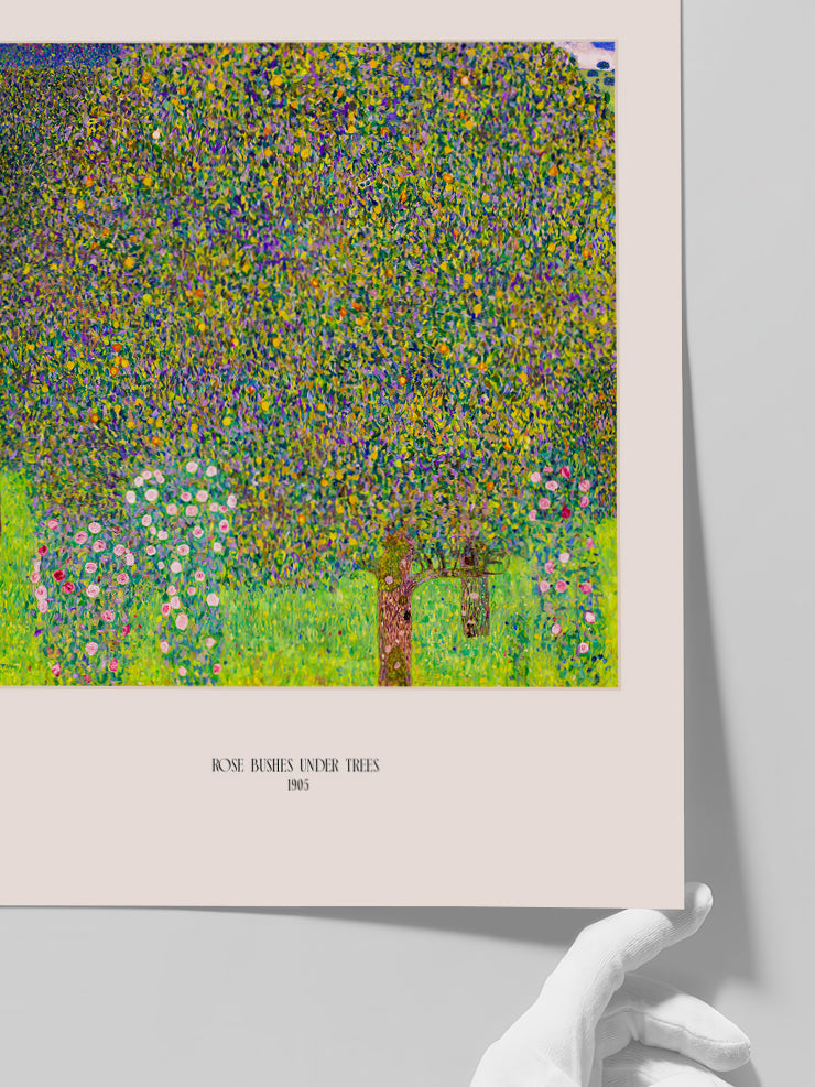 Gustav Klimt Rose Bushes Under Trees - Art Print  Poster
