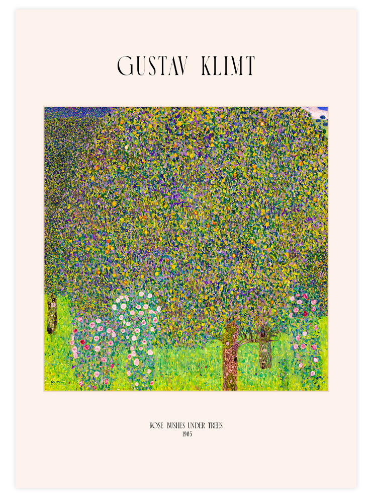 Gustav Klimt Rose Bushes Under Trees - Art Print
