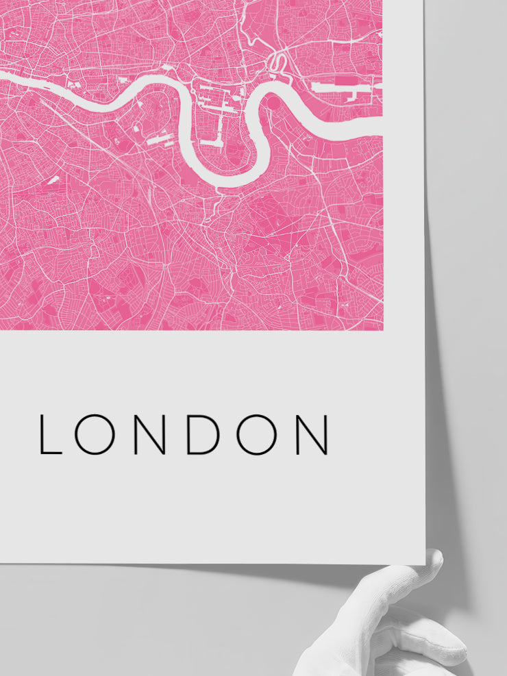 Londra Pembe Hari̇ta - Art Print  Poster