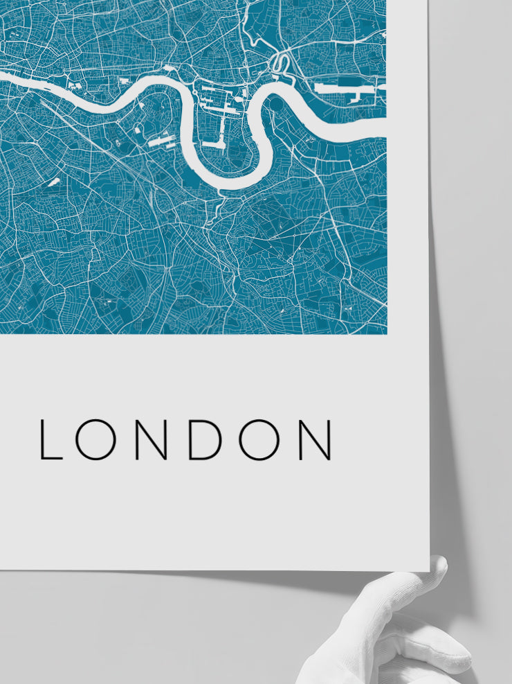 Londra Mavi̇ Hari̇ta - Art Print  Poster