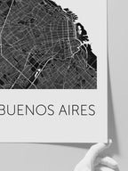 Buenos Aires Siyah Harita - Art Print