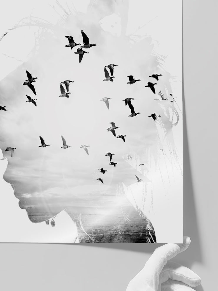 Birds In My Head - Art Print  Poster