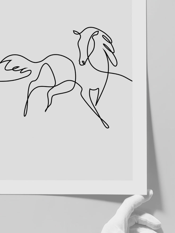 One Line Horse - Art Print  Poster