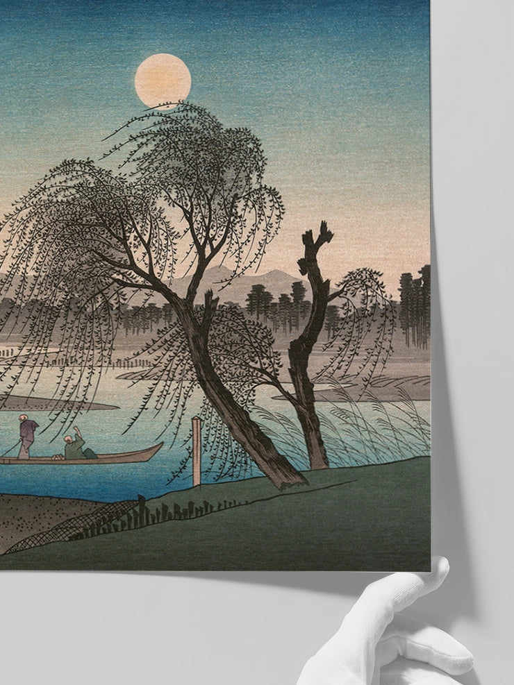 Hiroshige, Autumn Moon on the Tama River - Art Print  Poster