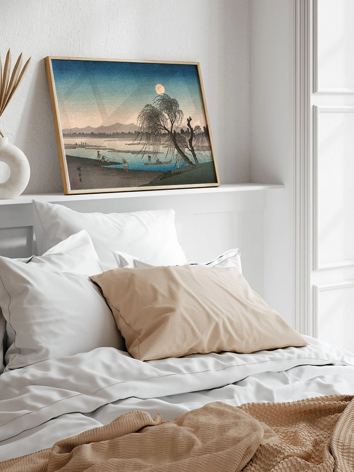 Hiroshige, Autumn Moon on the Tama River - Art Print  Poster
