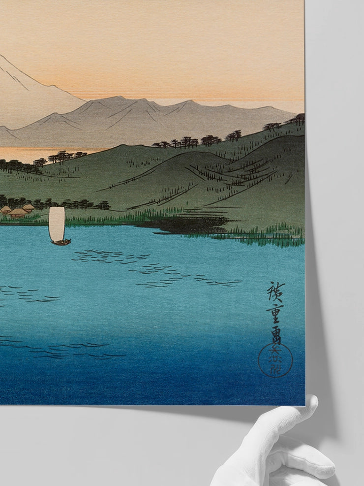 Hiroshige, Fukeiga sailboat on the Lake - Art Print  Poster