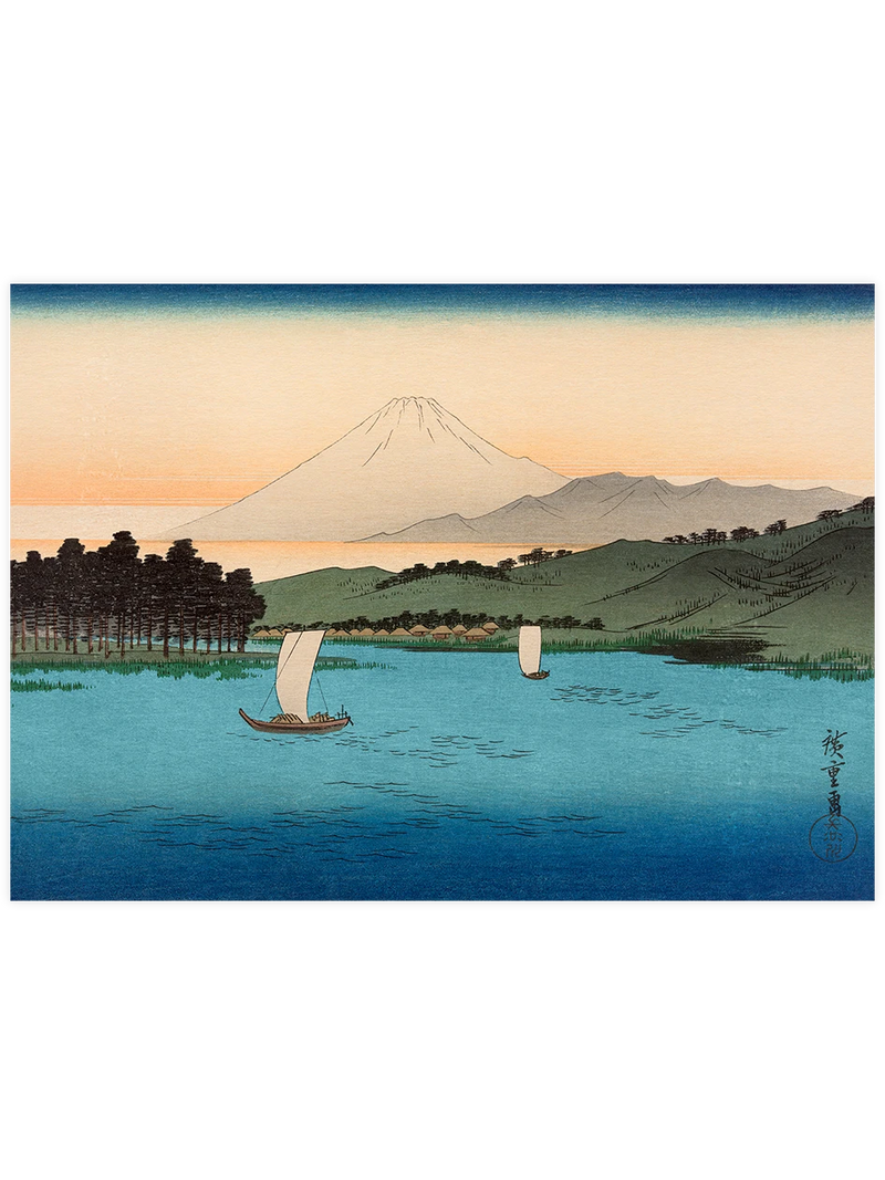 Hiroshige, Fukeiga sailboat on the Lake - Art Print Ünlü Ressamlar Poster