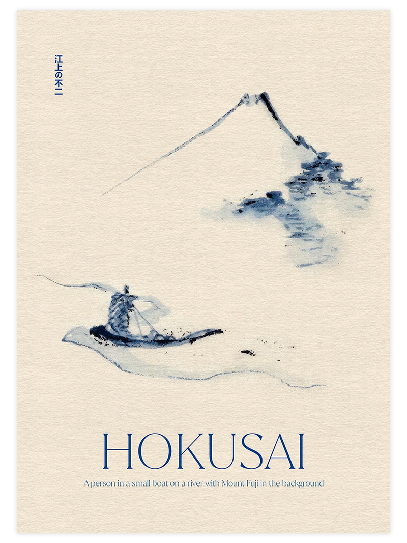 Hokusai, A Person in a Boat with Mount Fuji - Art Print Ünlü Ressamlar Poster