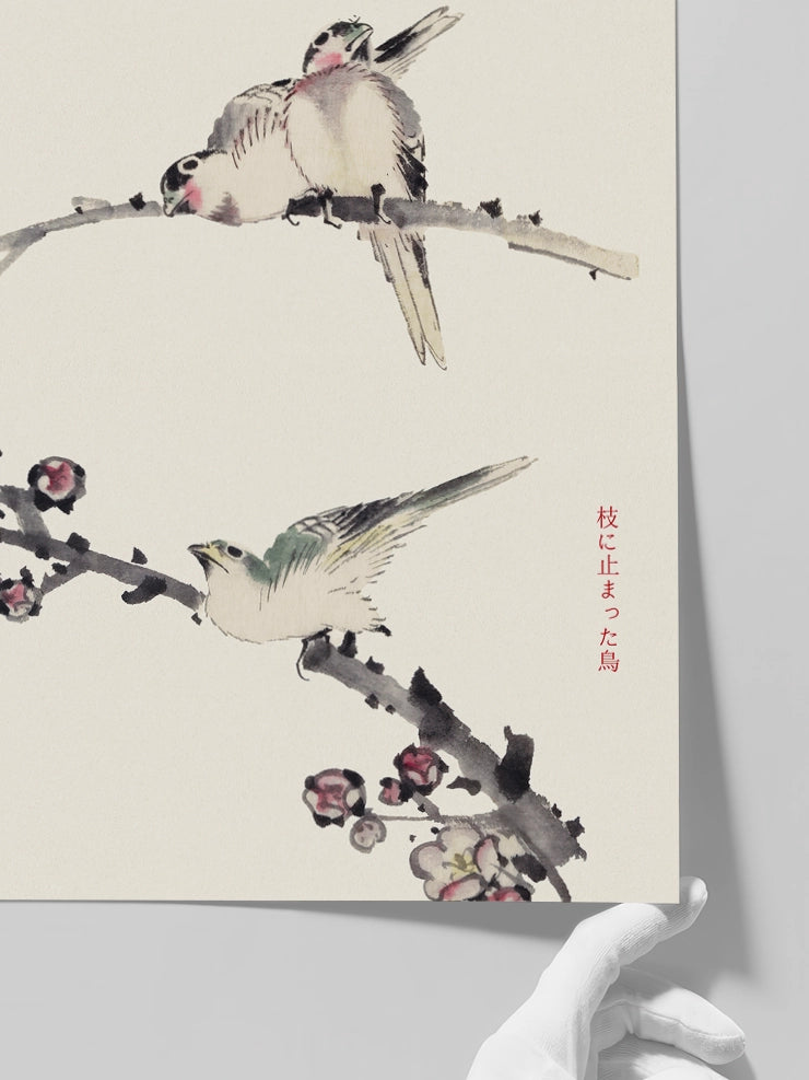 Hokusai Birds and Blossom posterini yakından gösteren görsel