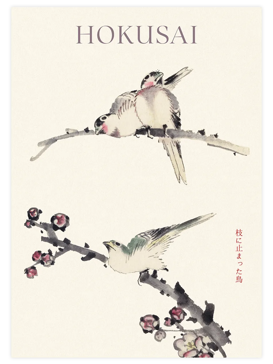 Hokusai Birds and Blossom poster
