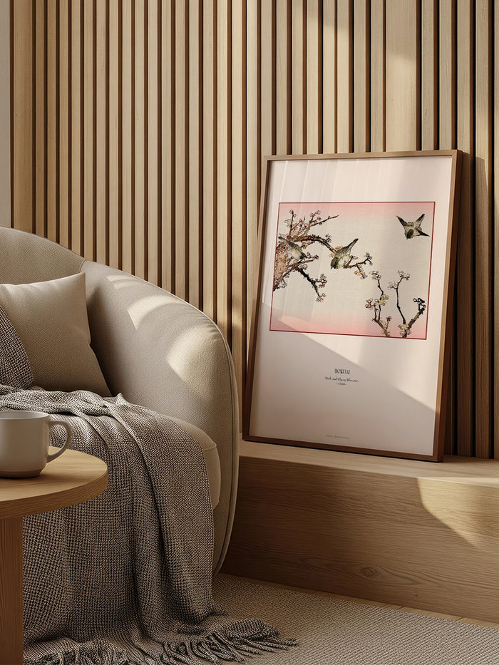 Hokusai Birds and Cherry Blossoms tablo