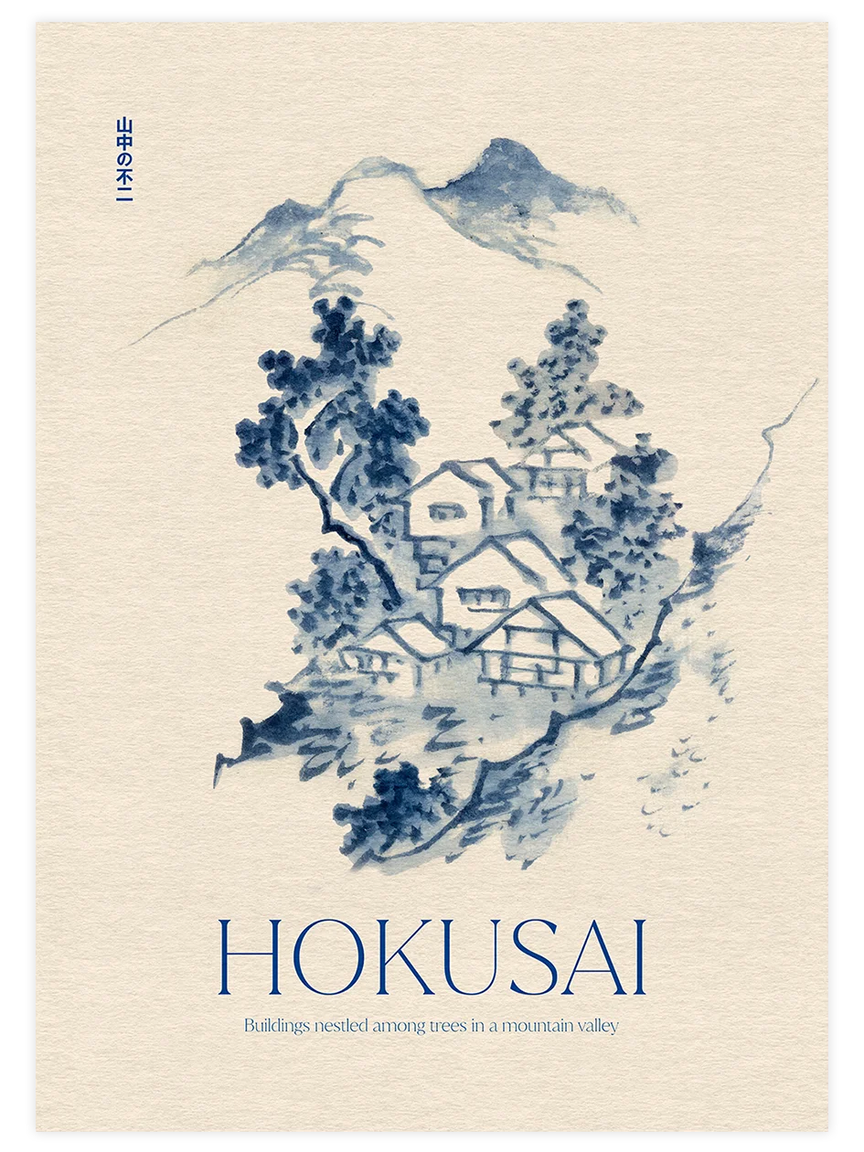 Hokusai, Buildings Nestled among Trees - Art Print Ünlü Ressamlar Poster