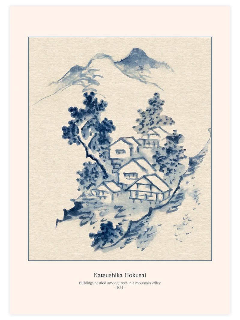 Hokusai, Buildings Nestled among Trees - Art Print Ünlü Ressamlar Poster
