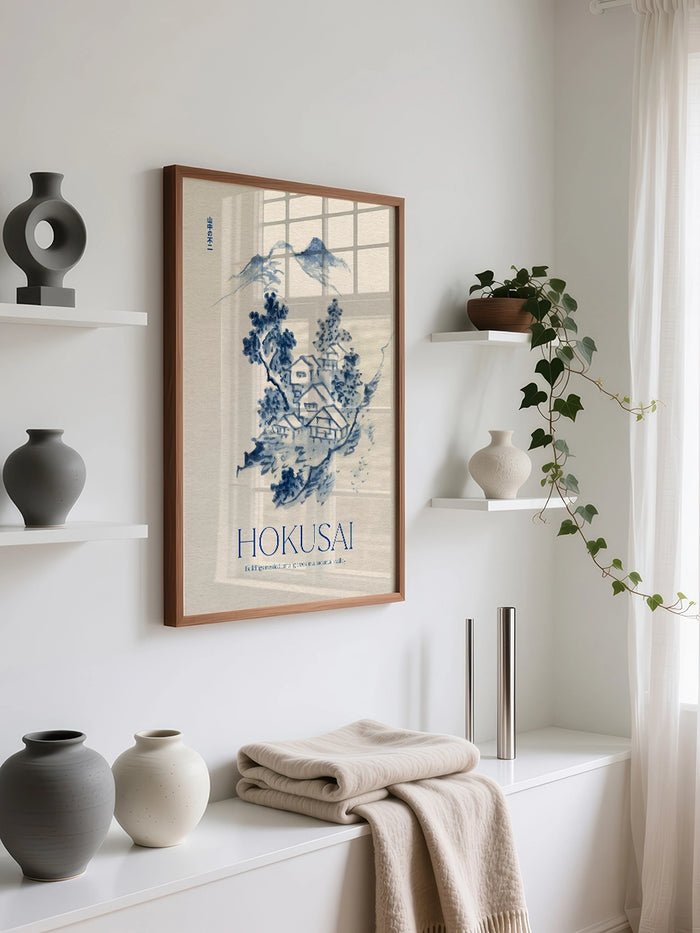Hokusai, Buildings Nestled among Trees - Art Print  Poster