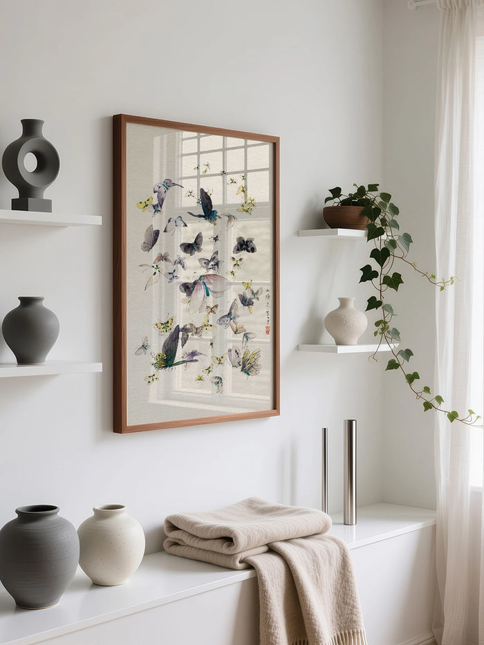 Hokusai, Butterflies & Moths - Art Print  Poster
