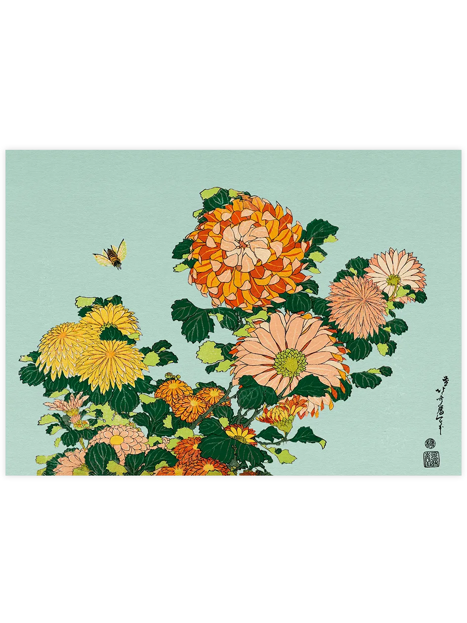 Hokusai, Chrysanthemums and Horsefly poster