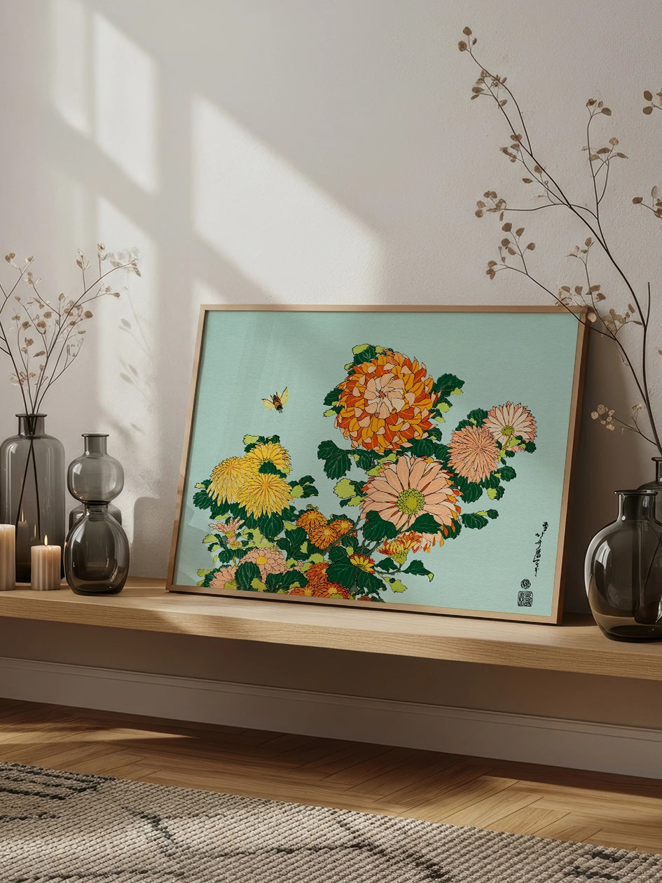 Hokusai, Chrysanthemums and Horsefly tablo