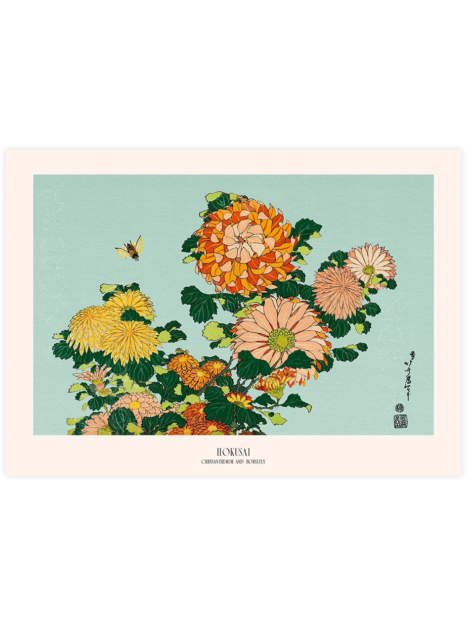 Hokusai, Chrysanthemums and Horsefly Poster