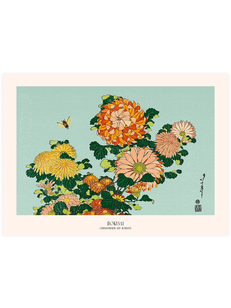 Hokusai, Chrysanthemums and Horsefly Poster