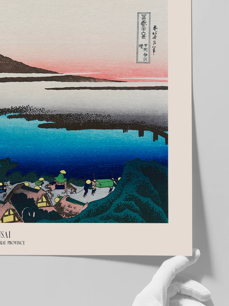 Hokusai, Dawn at Isawa in Kai Province - Art Print  Poster