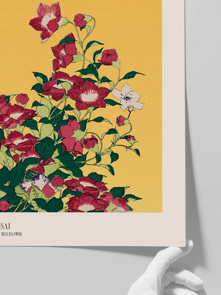 Hokusai Dragonfly and Bellflower posterinin detaylarını gösteren görsel
