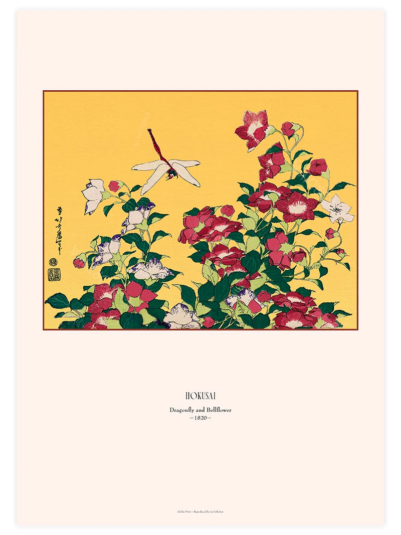 Hokusai Dragonfly and Bellflower poster